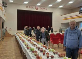 Prijímatelia sociálnej služby DSS Zavar na výstave jabĺk v KD Zavar.